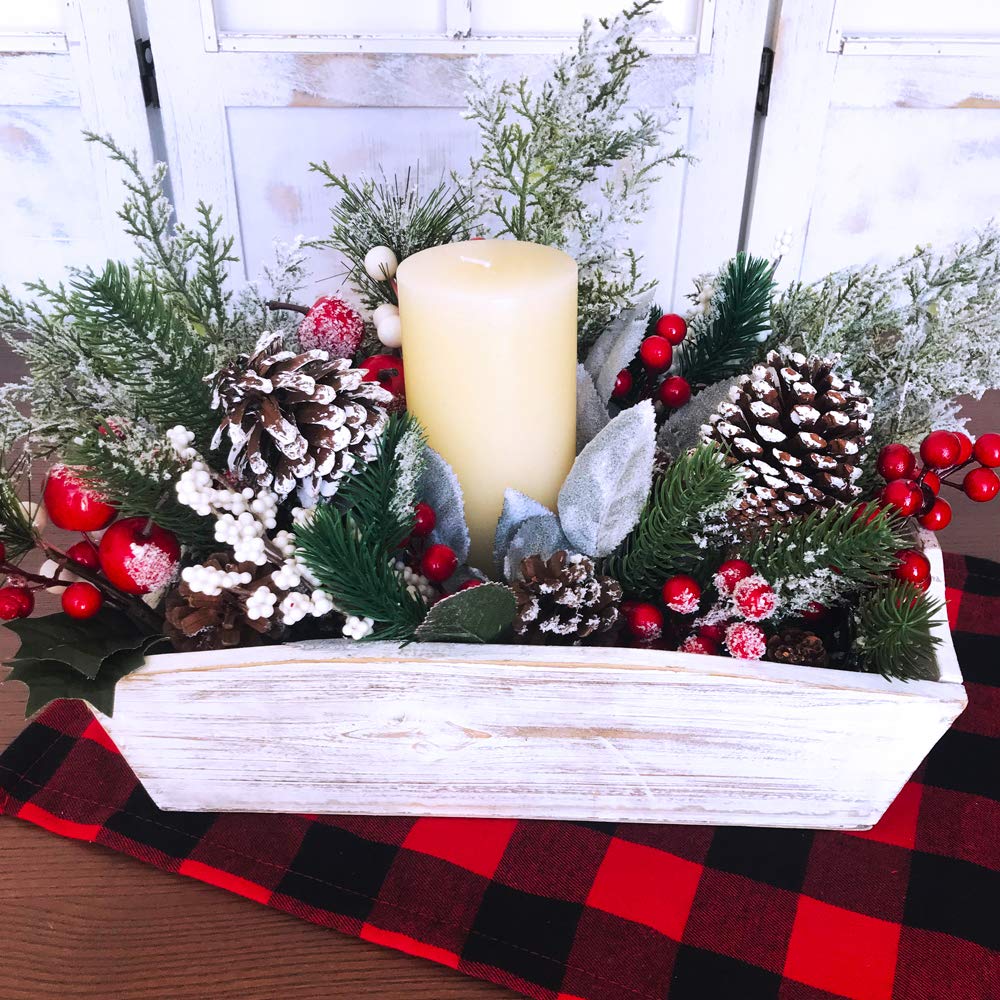 6 Pack Snowy Artificial Cedar Picks Stems Frosted Faux Cedar Spray Christmas Cedar Greenery Branches for Holiday Season Floral Arrangement Centerpiece Winter Wedding Decorations 20" Tall