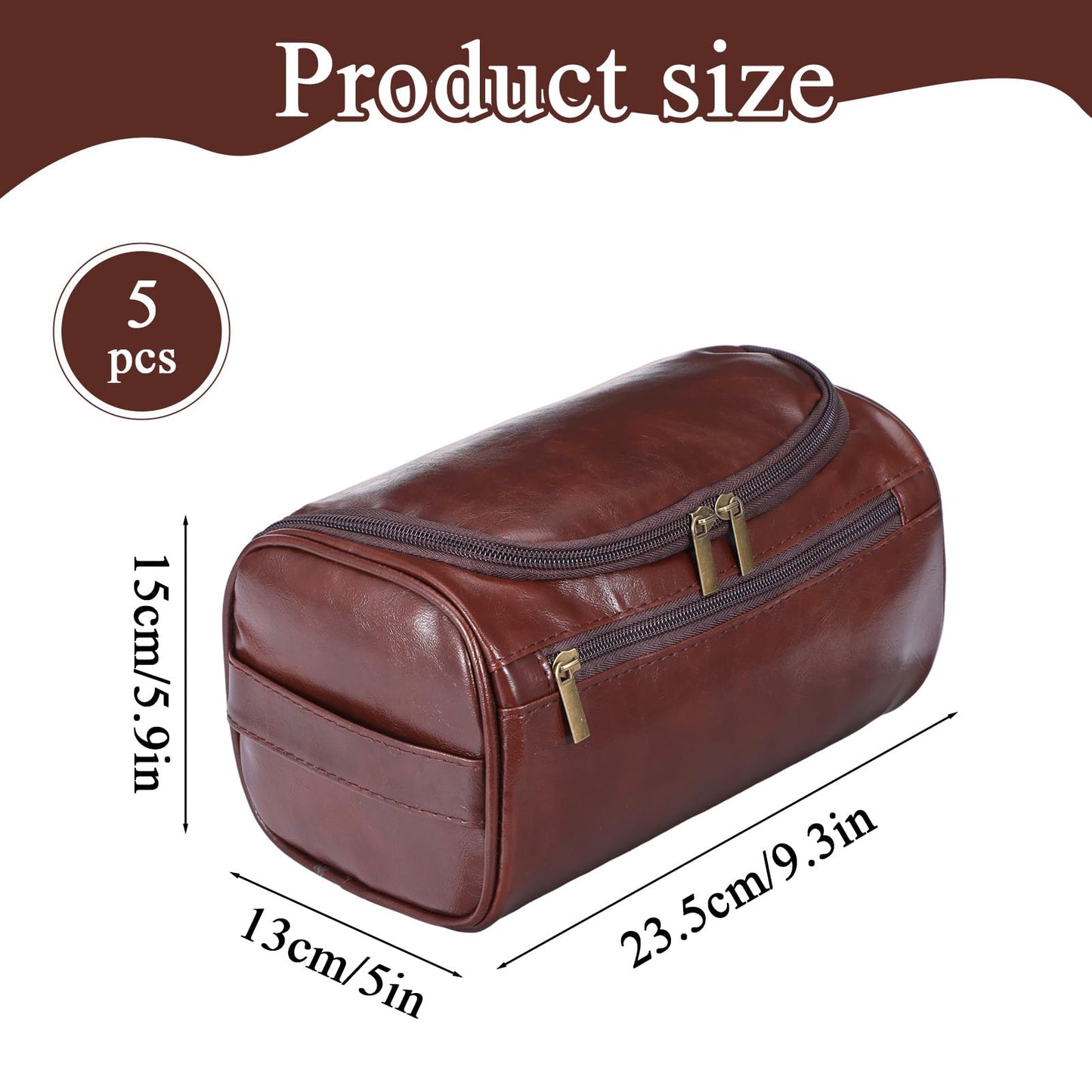 Hpmjz 5pcs Personalized Leather Toiletry Bag for Men Travel Shaving Bag with Hanging Hook Waterproof Kit Cosmetic bags Water-resistant Shaving Bag for Toiletries Accessories Travel Essentials Gifts