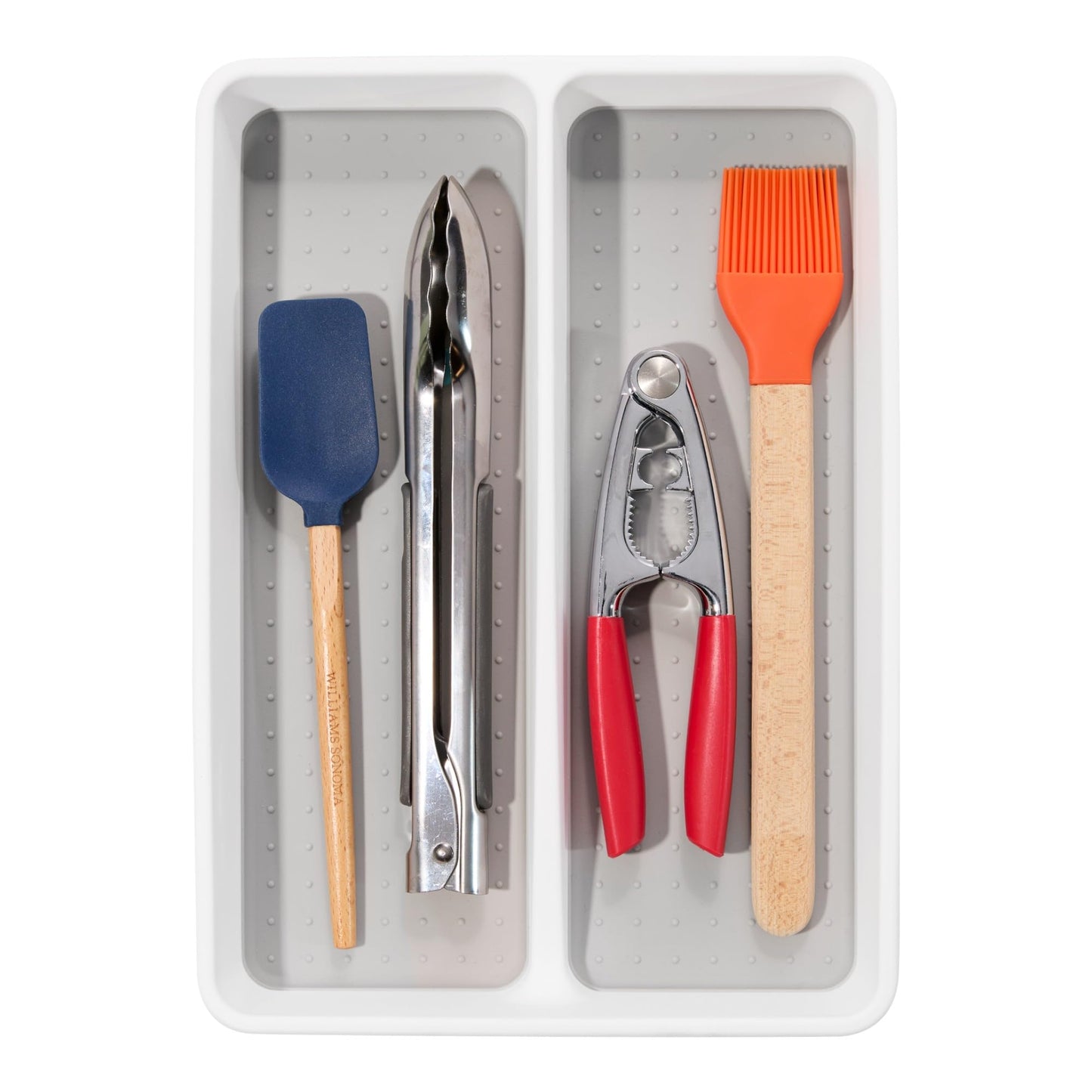 madesmart Small Utensil Tray, Multi Purpose Storage Organizer, Deep Storage for Ladles, Whisks & Serving Tools, Non Slip Lining, for Drawers & Home Organization, White