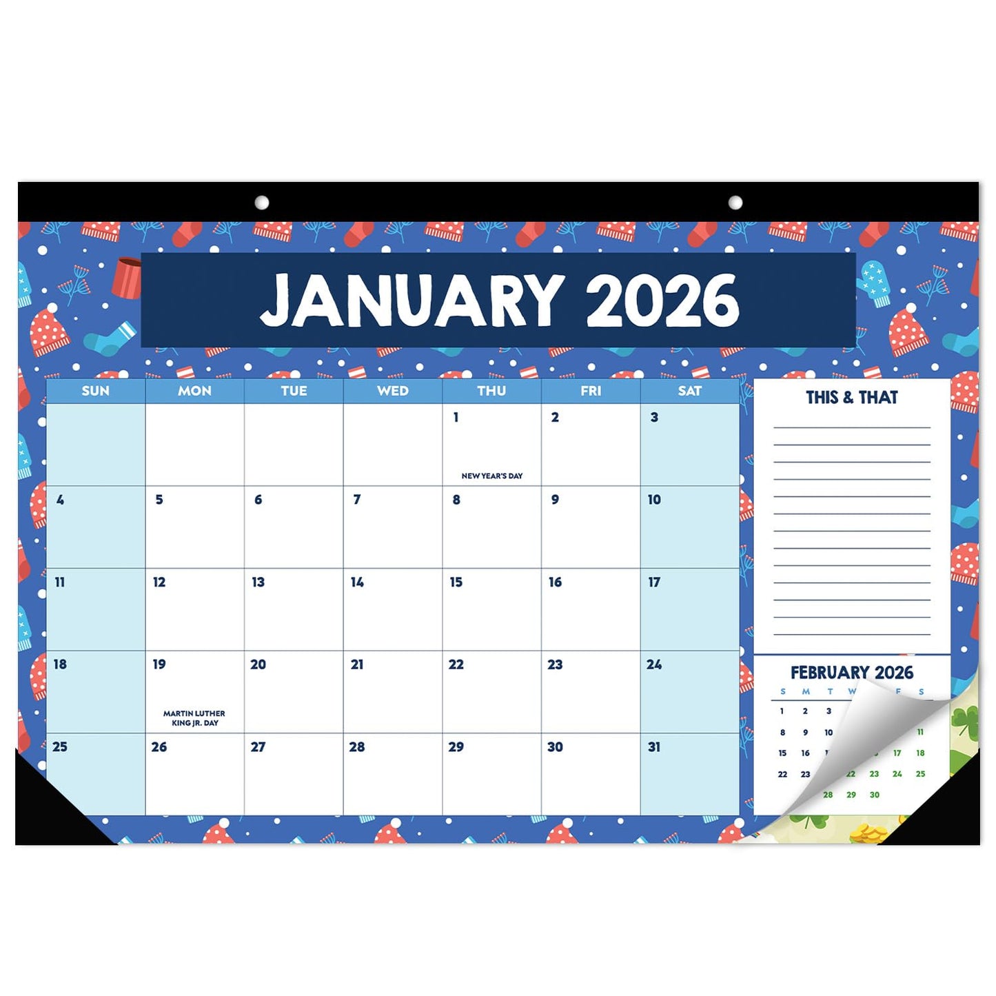 Large Desk Calendar 2026-2027, Teacher Desk Calendars, 18 Months (Jan 2026 - Jun 2027) with Holidays, Home Classroom, Office Decor, Teacher Must Haves, PVC Cover, Round Holes, Tear-off Calendar (Season Calendar)