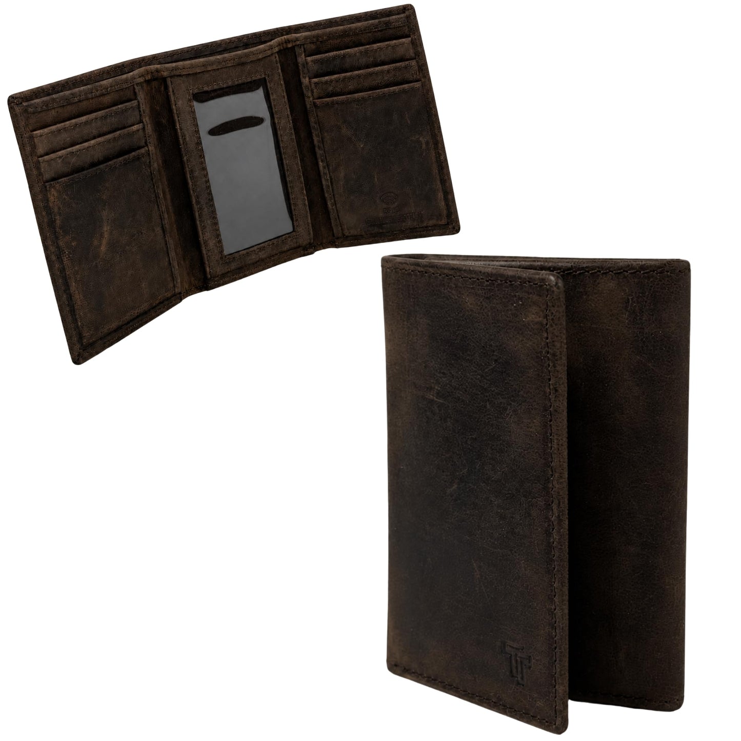 TRUTANN Leather Wallet – TrifoldCard Holder | Real Genuine Leather Mens Wallet | RFID Secure | Fits 8 Cards | Tap to Pay Feature | Quality Credit Card Holder (Brown)