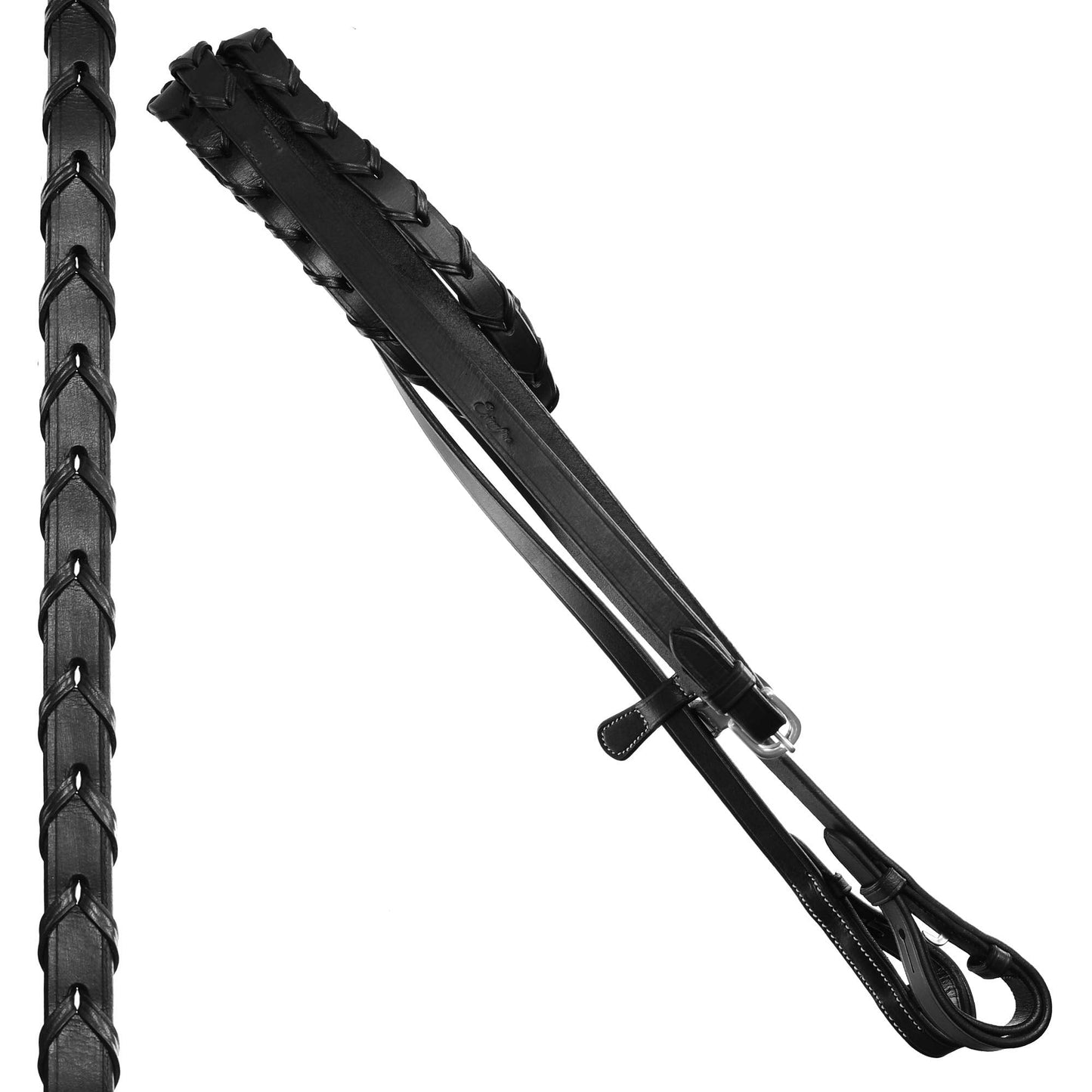 Exion Figure 8 Horse Bridle with Leather Laced Reins | English Jumping Bridle with Figure 8 Noseband | Black, Brown Equestrian Bridle for Horses, Cob, Pony & Oversize