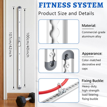 Zonon Adjustable Aluminum Wall-Mounted Anchored Fitness System Includes Two 40-inch Rails, Supports Over 600 Lbs, Features Locking Clips, Space-Saving for Exercise Bands Home Workouts