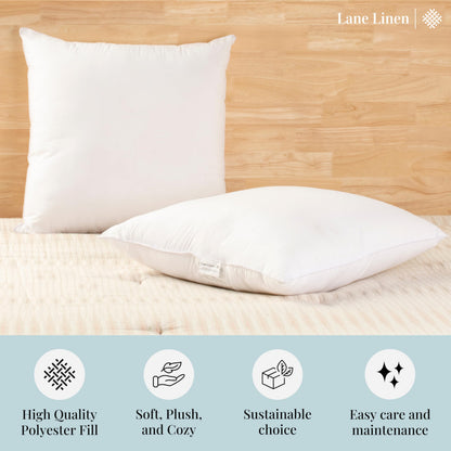 LANE LINEN Throw Pillow Insert - Pack of 2 16x16 Pillow Inserts for Decorative Pillow Covers, Throw Pillows Insert for Couch - White