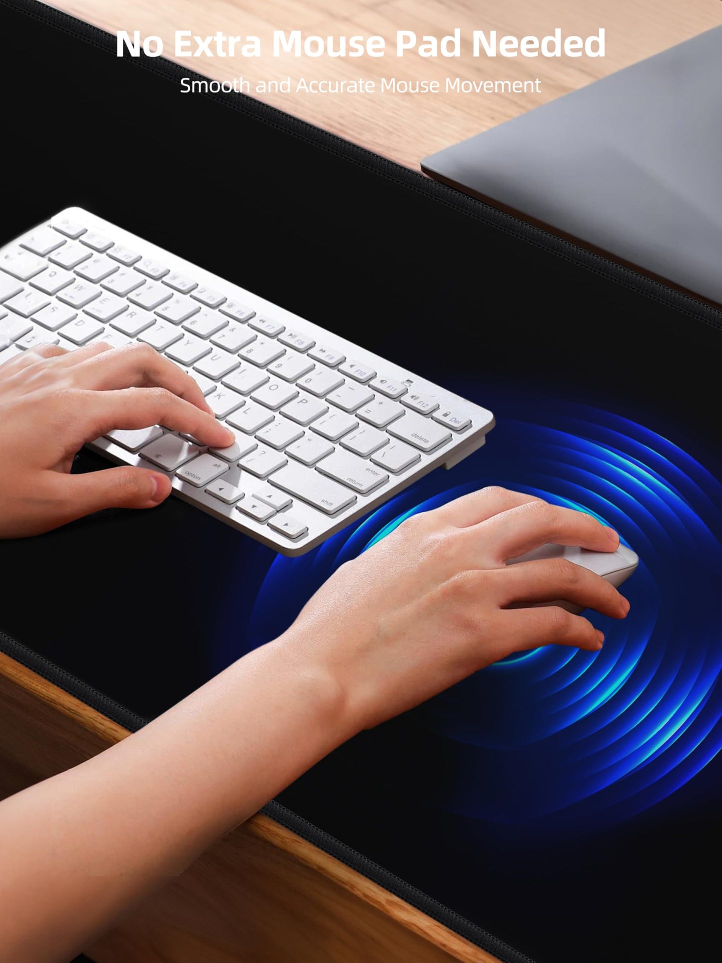 Mouse Pad 31.5x15.75 Inch with Calculator, 15W Magnetic Wireless Charging Desk Mat, XXL Desk Pad, Home Office Large Keyboard Pad with Ultra-Smooth Surface, Non-Slip Base (Black with 20W PD Charger)
