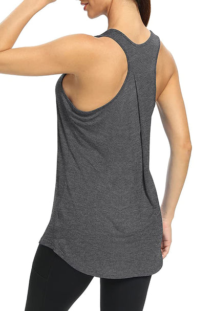 Bestisun Womens Yoga Workout Tops Long Sports Clothing Athletic Wear Gym Exercise Clothes Heather Gray XL