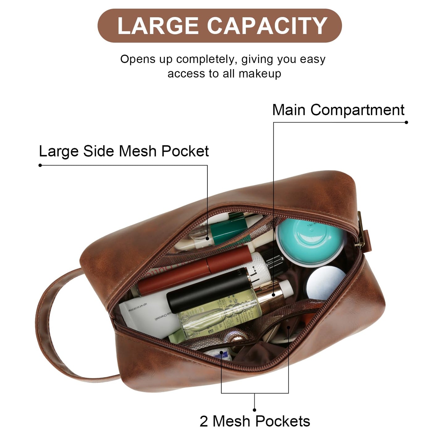 CLOUDWINGS Men’s Father's Day Personalized Gift Initial Travel Toiletry Bag for Him PU Leather Waterproof Shaving Bag for Travel Essentials Birthday Gift for Dad Husband Boyfriend (P)