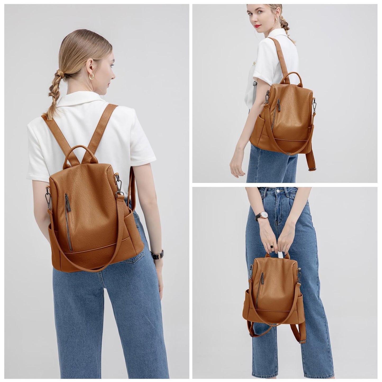 Didida Fashion Backpack Purse For Women Anti-theft Rucksack Pu Leather Lightweight Water-resistant Shoulder Bag, Brown