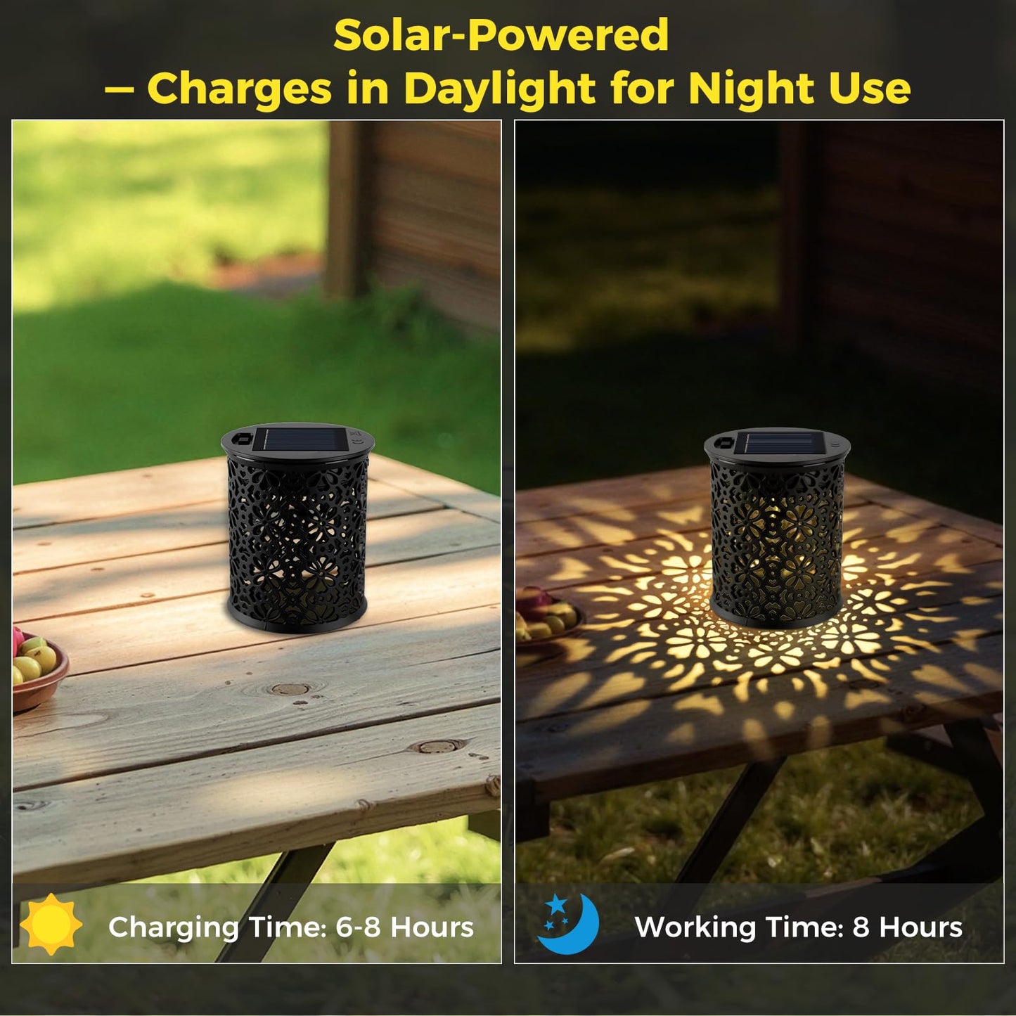 Small Solar Lanterns Outdoor Waterproof, Hollow Out Retro Solar Lights Auto On/Off for Outside Garden Yard Patio Porch Tabletop Decor (2)