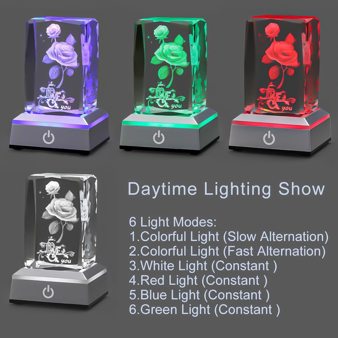 hochance 3D Rose Crystal Nightlight,Perfect Mothers Day Gifts for Wife Her Mom from Daughter Husband Son，Mother's Day Ideas Unique Anniversary Birthday Decolamp Presents