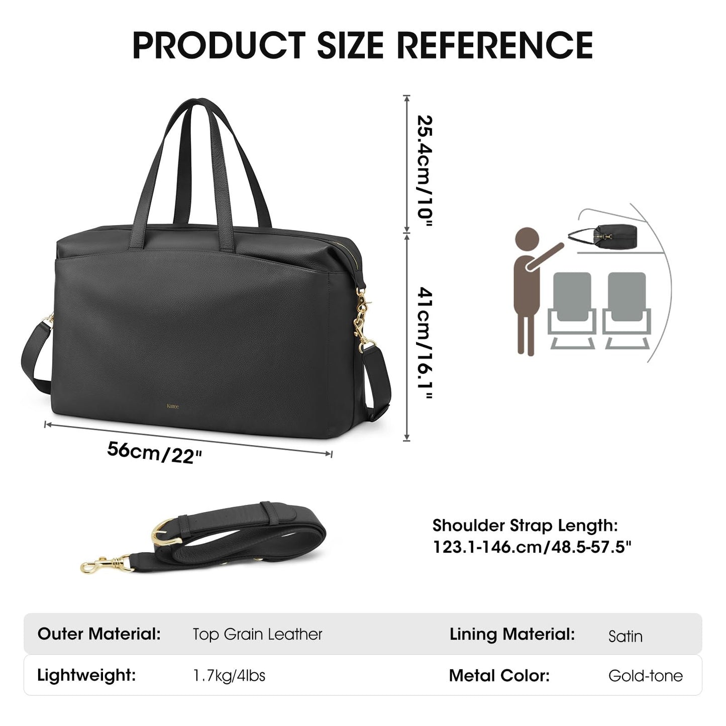 Kattee Weekender Bags for Women Leather Travel Bags for Women Duffle Overnight Duffel Carry on Large Tote Bag