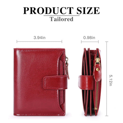 FALAN MULE Small Wallet for Women Leather Bifold Compact RFID Blocking Small Womens Wallet Purse