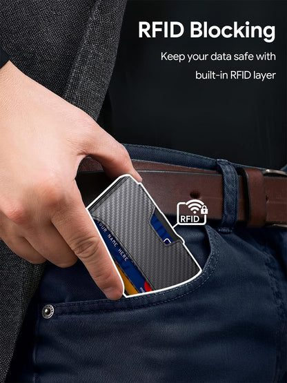 SEMORID Wallet for Men, Mens Wallet Minimalist Slim Wallet, RFID Blocking Smart Pop Up Wallet with Money Clip & ID Window, Metal Compact Wallet, Aluminum Credit Card Holder Wallet