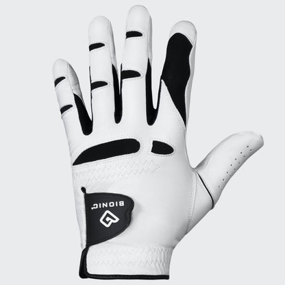 Bionic Men's StableGrip with NaturalFit 2.0 Golf Glove with Dual Expansion Thumb for Best Fit - Premium Cabretta Leather… (White, Medium, Right)