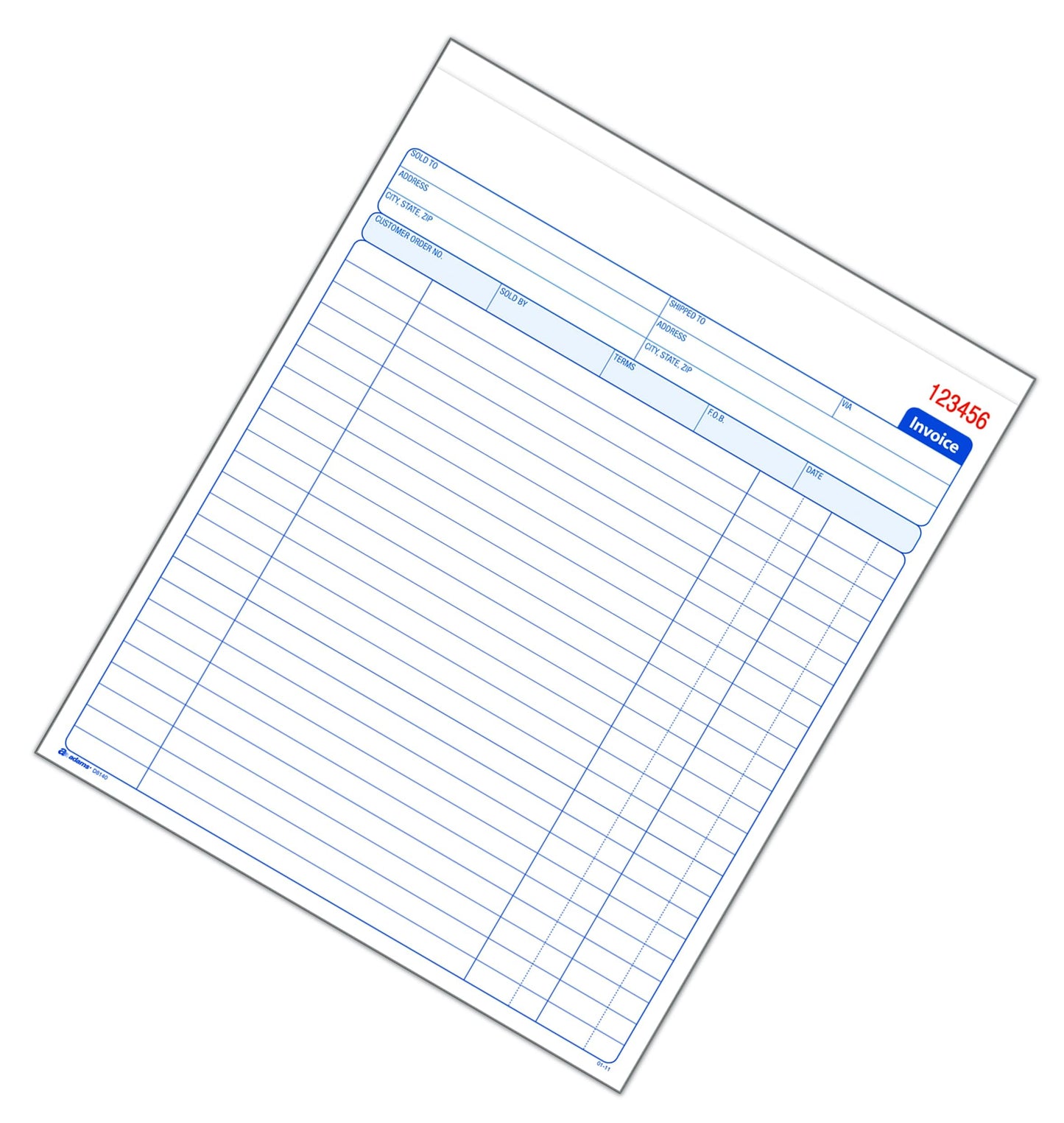 Adams Invoice Book, 8-3/8 x 10-11/16 Inches, 2-Part, Carbonless, White/Canary, 50 Sets per Book (D8140)
