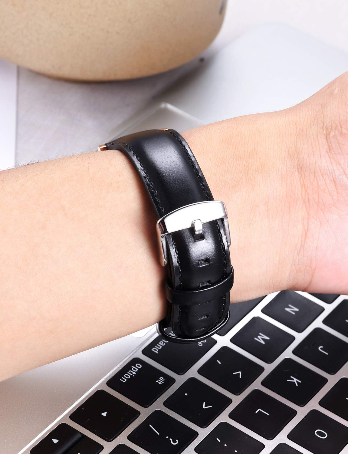 BINLUN Leather Watch Band Quick Release Replacement Leather Smart Watch Straps for Women and Men in Black Brown Red 12mm 13mm 14mm 17mm 18mm 19mm 20mm 22mm