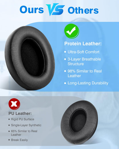 F FEYCH Beats Studio Replacement Earpads for Beats Studio 3 & 2 (B0500/ B0501) 2 Pieces Noise Isolation Comfortable Memory Foam Ear Cushions (Black)