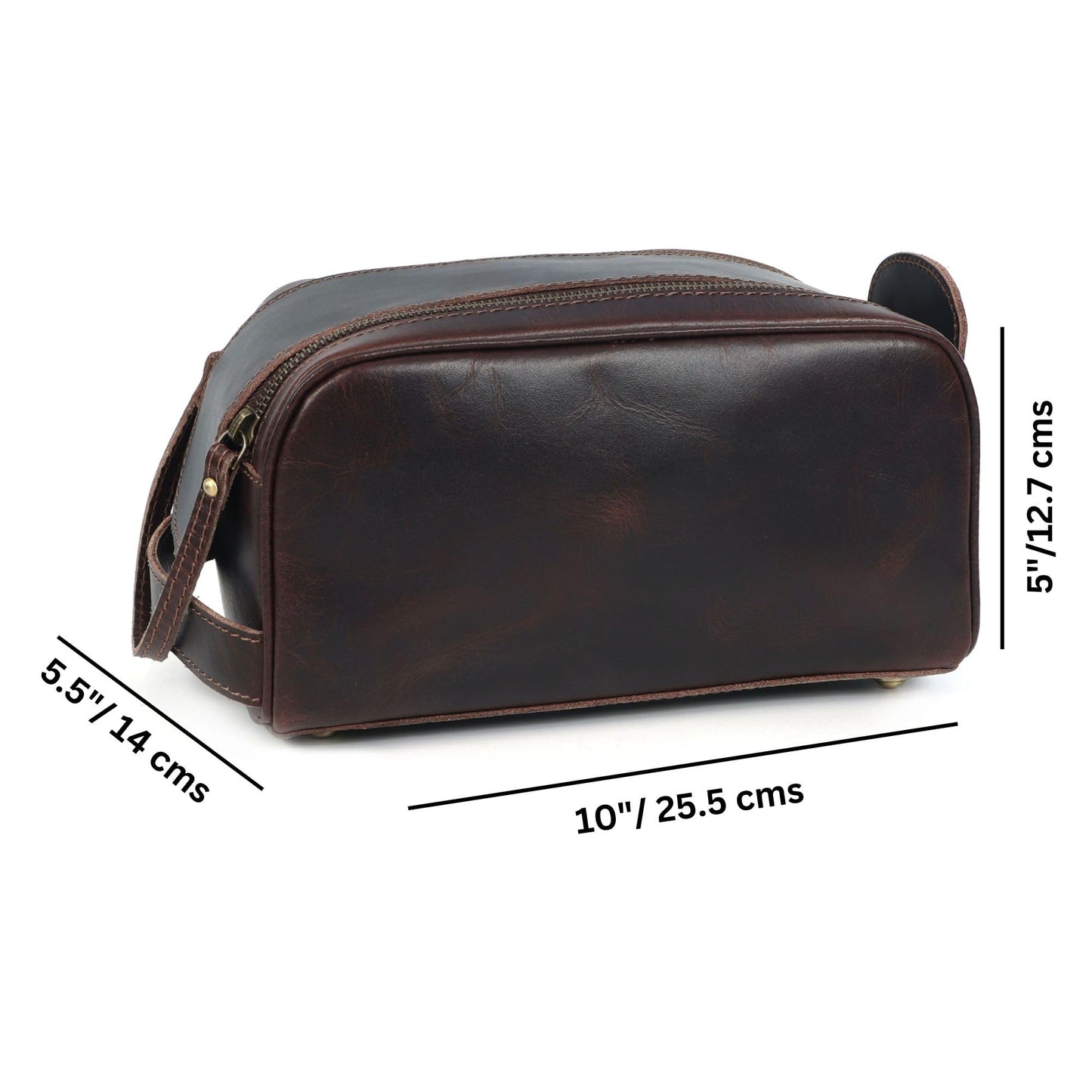 leather castle Toiletry Bag | Leather Dopp Kit for Men & Women – Travel Organizer with Multiple Compartments, Water-Resistant, Durable & Stylish | Grooming Essentials, Shaving & Makeup Pouch (Brown)