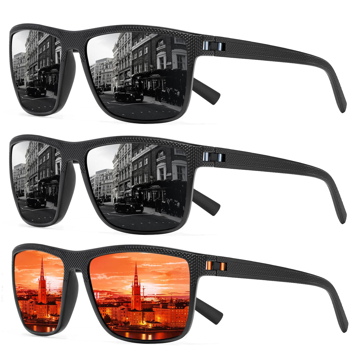 Square Polarized Sunglasses for Men and Women Lightweight Frame Sun Glasses with UV Protection