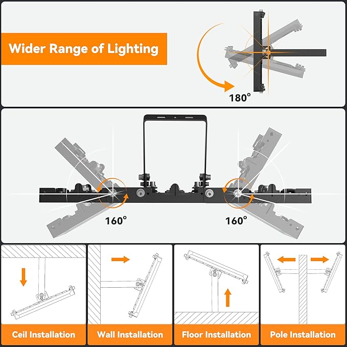480W LED Outdoor Flood Light, 48000LM Super Bright Stadium Light, 6000K Daylight White, IP66 Waterproof 3 Heads Adjustable Outdoor Floodlights for Patios, Street, Parking Lots