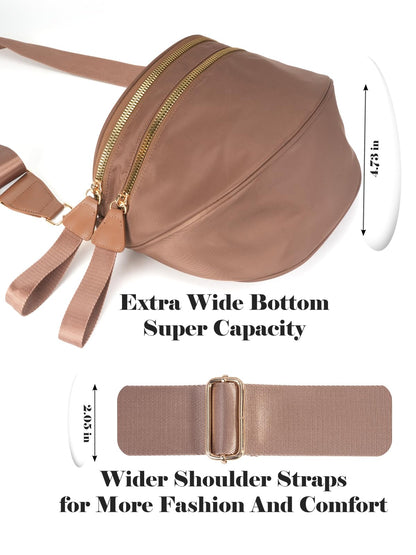 Pure Colour Crossbody Bag Bum Bag for Women,Spacious Purse Fanny Packs Belt Bag,Oversized Bum Bag (Colour Bum Bag-Beige)