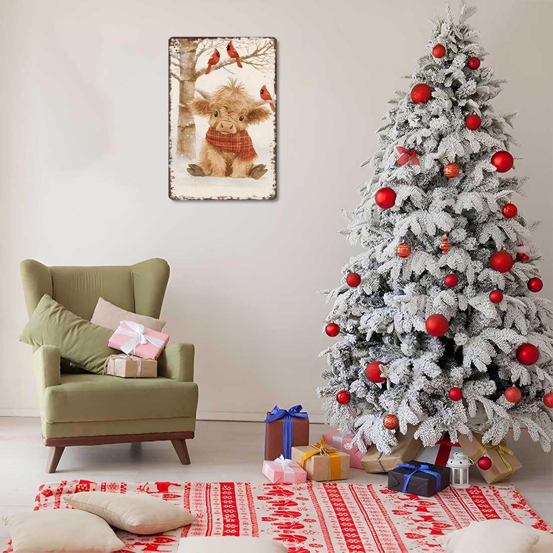 Vintage Christmas Metal Sign 8X12inch-Enhances Holiday Spirit in Home Bar Cafe Restaurant