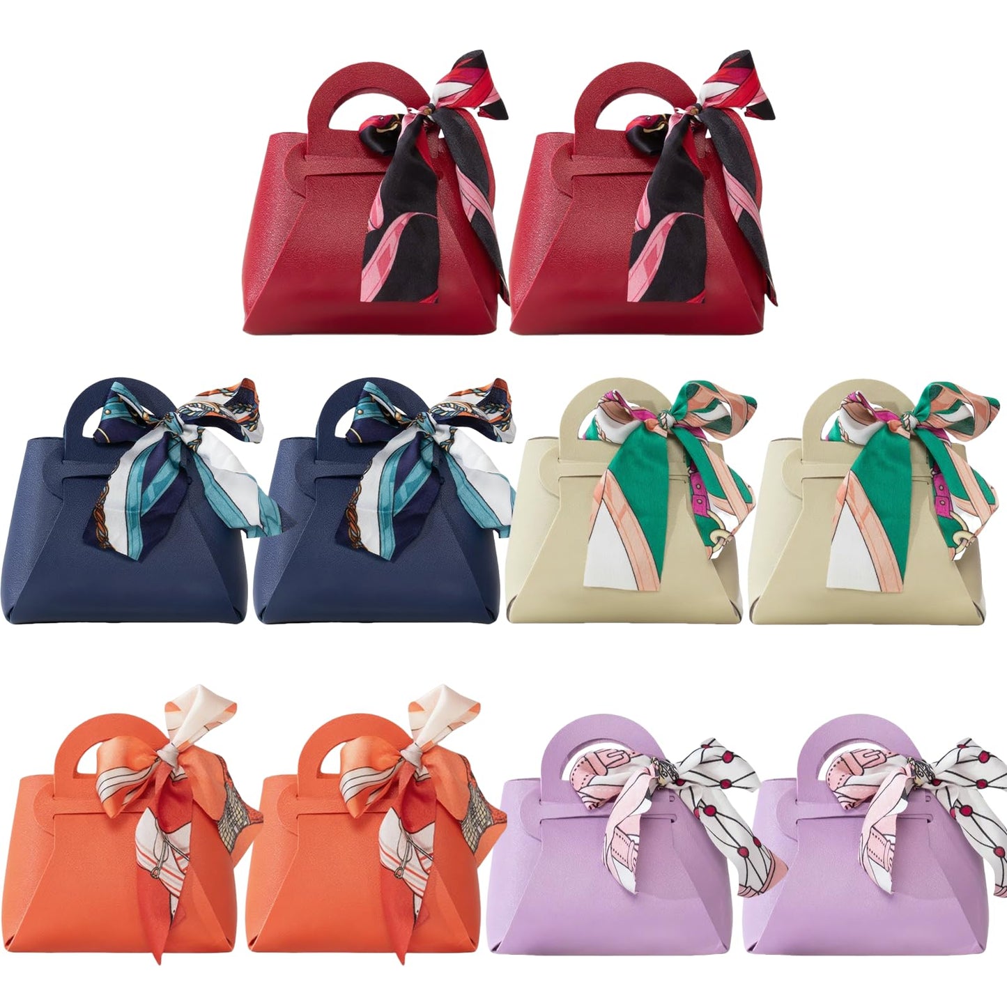 HOSDZOU 10 Pack Leather Wedding Candy Gift Bags,Party Favor Bags Box,Mini Purses Party Favors,Purse Gift With Handle Reusable Festivals Boxes For Birthday Christmas Halloween (B)