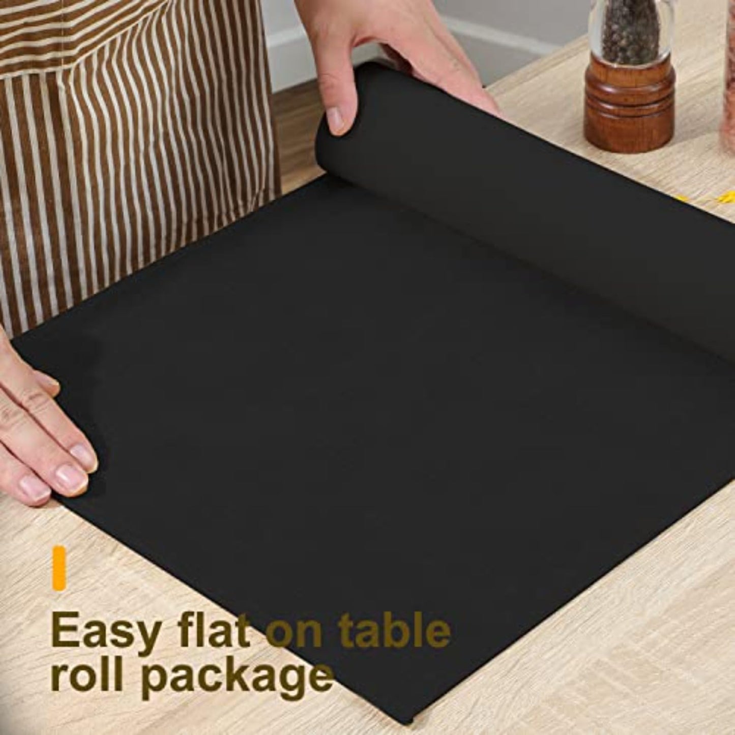 Rinpon Waterproof Wipeable Table Runner, Thick Farmhouse Table Runner, Dresser Runner, Rustic Table Runner for Kitchen Dining Room, Bedroom, Living Room, Indoor and Outdoor (72'',Black)