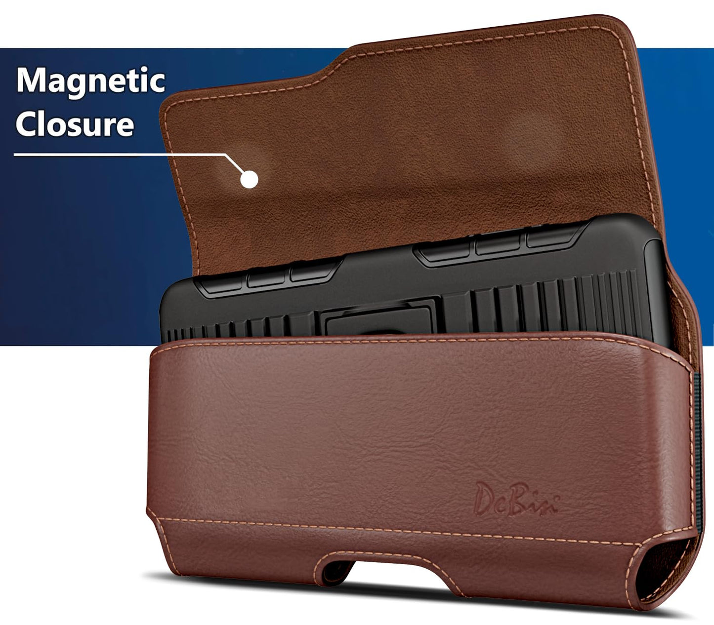 DeBin Holster for iPhone 17 17 Pro 16 Pro 16e 15 15Pro 14 13 12 11 Xs 10 X XR – Cell Phone Belt Holder Case with Clip for Men Women Pouch (Fits Protective Cover on) Brown