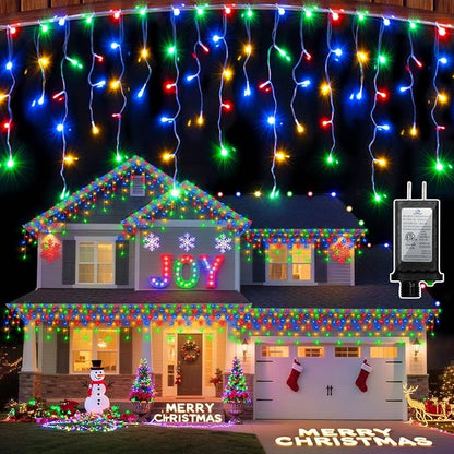 792 LED Christmas Lights with 176 Drops,82ft 8 Modes Fairy Hanging String Lights with Timer Waterproof, Plug-in Christmas String Lights for Holiday Wedding Party Christmas Decorations (Multicolor)