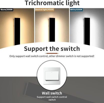 Modern Outdoor Wall Light, 71inch Black Exterior Wall Mount Light Fixtures, 3 Color 3000K/4500K/6000K, IP65 Waterproof, Porch Wall Sconce, Long Linear Outside Lighting for Patio Garage Garden