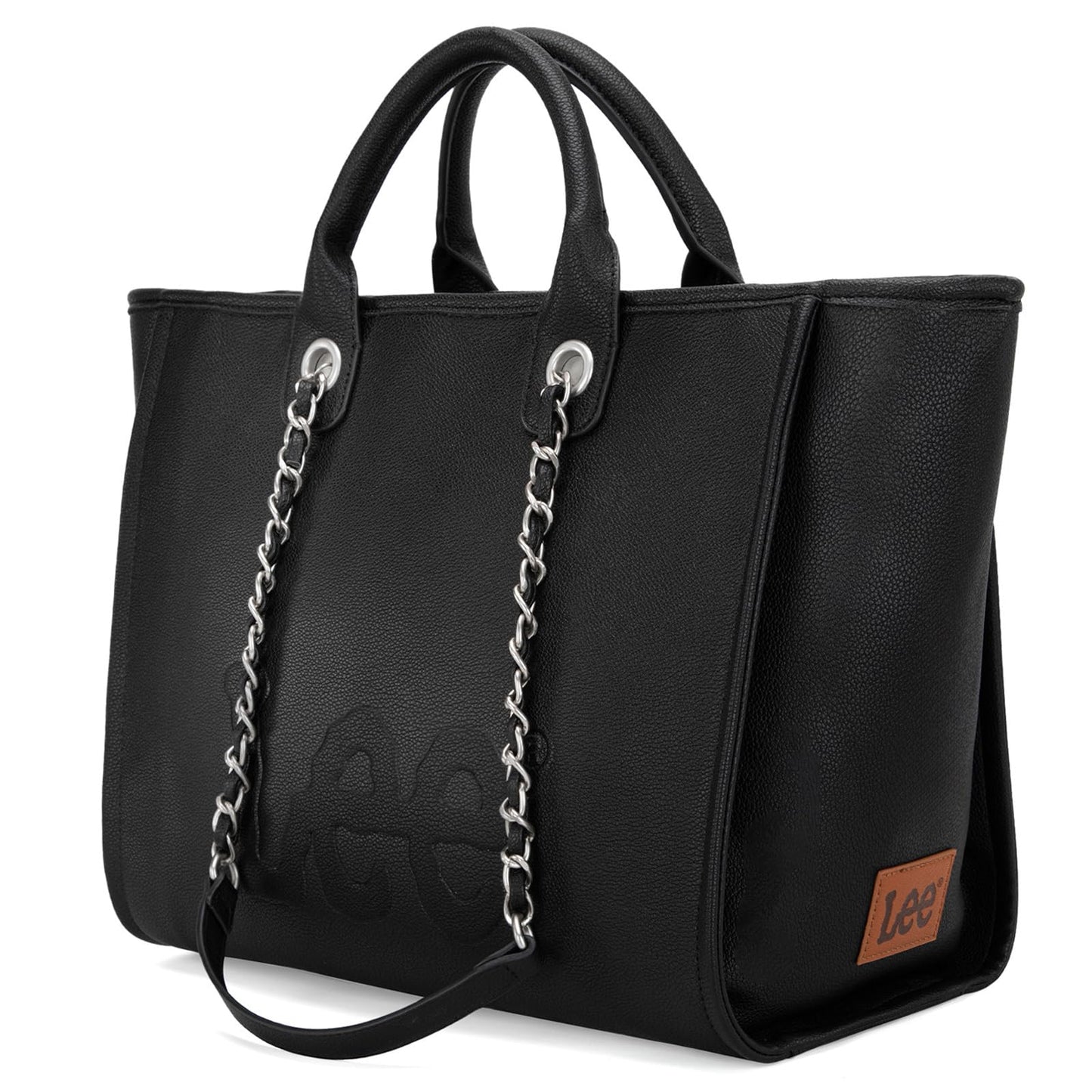 Lee Large Shoulder Tote Bag for Women Vegan Leather Top-Handle Handbag LEE46-345BK