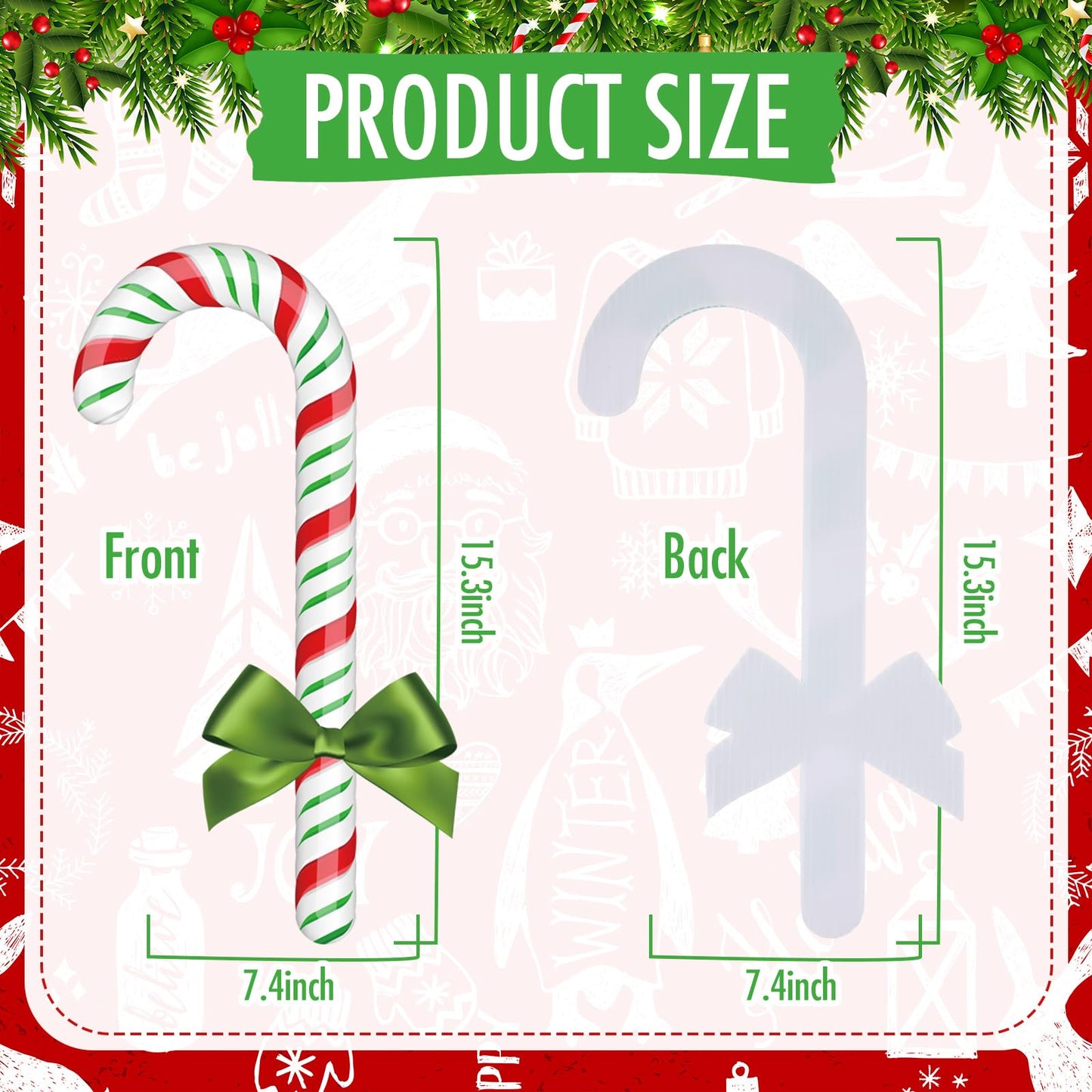 Glenmal 12 Pcs Christmas Yard Decor Outdoor Peppermint and Candy Cane Yard Decorations with Stakes Waterproof Xmas Garden Lawn Pathway Decorations Christmas Decor Outside(Red White, Red Green)