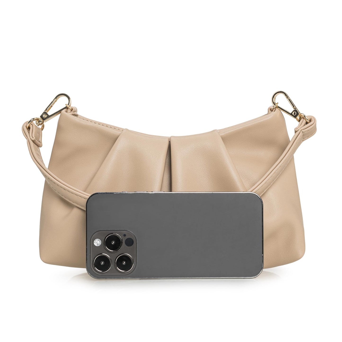 CHARMING TAILOR Women Clutch Bag Dressy Formal Handbag Pleated PU Clutch Purse for Cocktail Prom Wedding Party (Taupe)