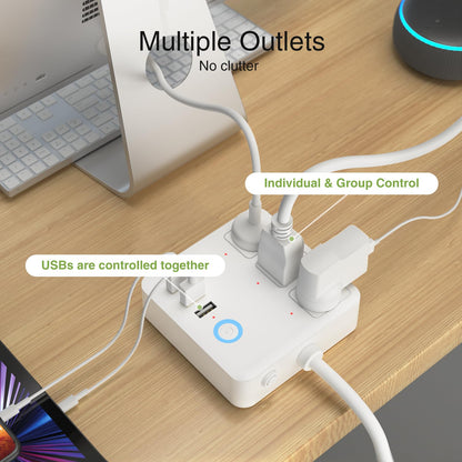 GHome Smart Plug Outlet Extender, USB Wall Charger with 3 Individual Smart Outlets and 3 Smart USB Ports, Works with Alexa Google Home, Surge Protector Plug Extender for APP Control,15A/1800W
