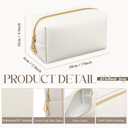 Kigeli 20 Pcs Small Makeup Bag Bulk PU Leather Cosmetic Bags with Zipper Preppy Makeup Pouch Toiletry Bag for Women Wedding Bachelorette Party Gift Travel Storage Organizer (White)
