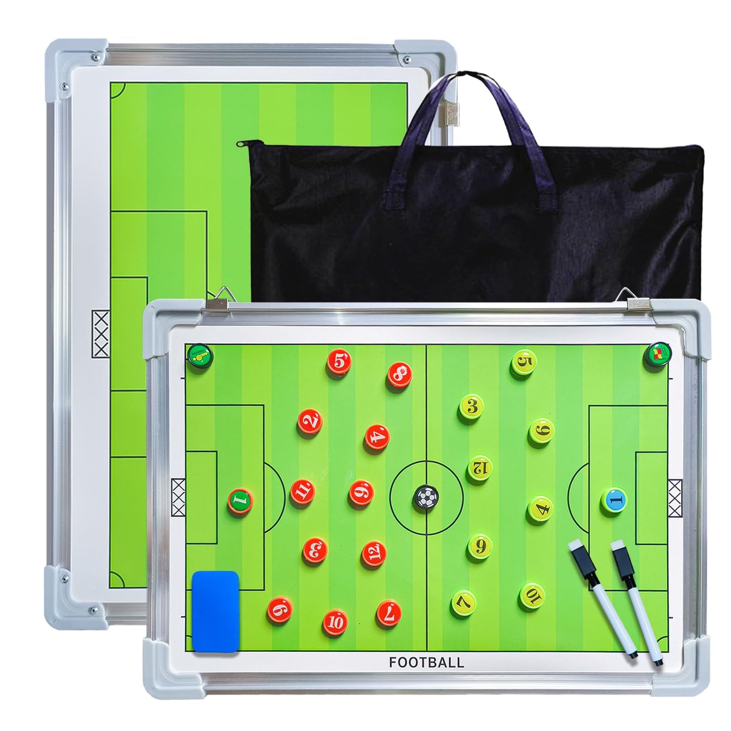 Pure Vie Magnetic Soccer Coaching Tactics Board, Portable Soccer Clipboard for Coaches Soccer Dry Erase Whiteboard Strategy Tactical Blackboard Football Coach Board with Player Markers, Pen and Eraser