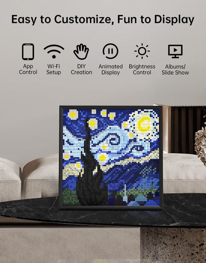 Divoom Pixoo-64 - WiFi Pixel Cloud Digital Frame with APP Control,64 X 64 LED Panel Display Frame for Gaming Room Decoration/Social Media Fans Counter