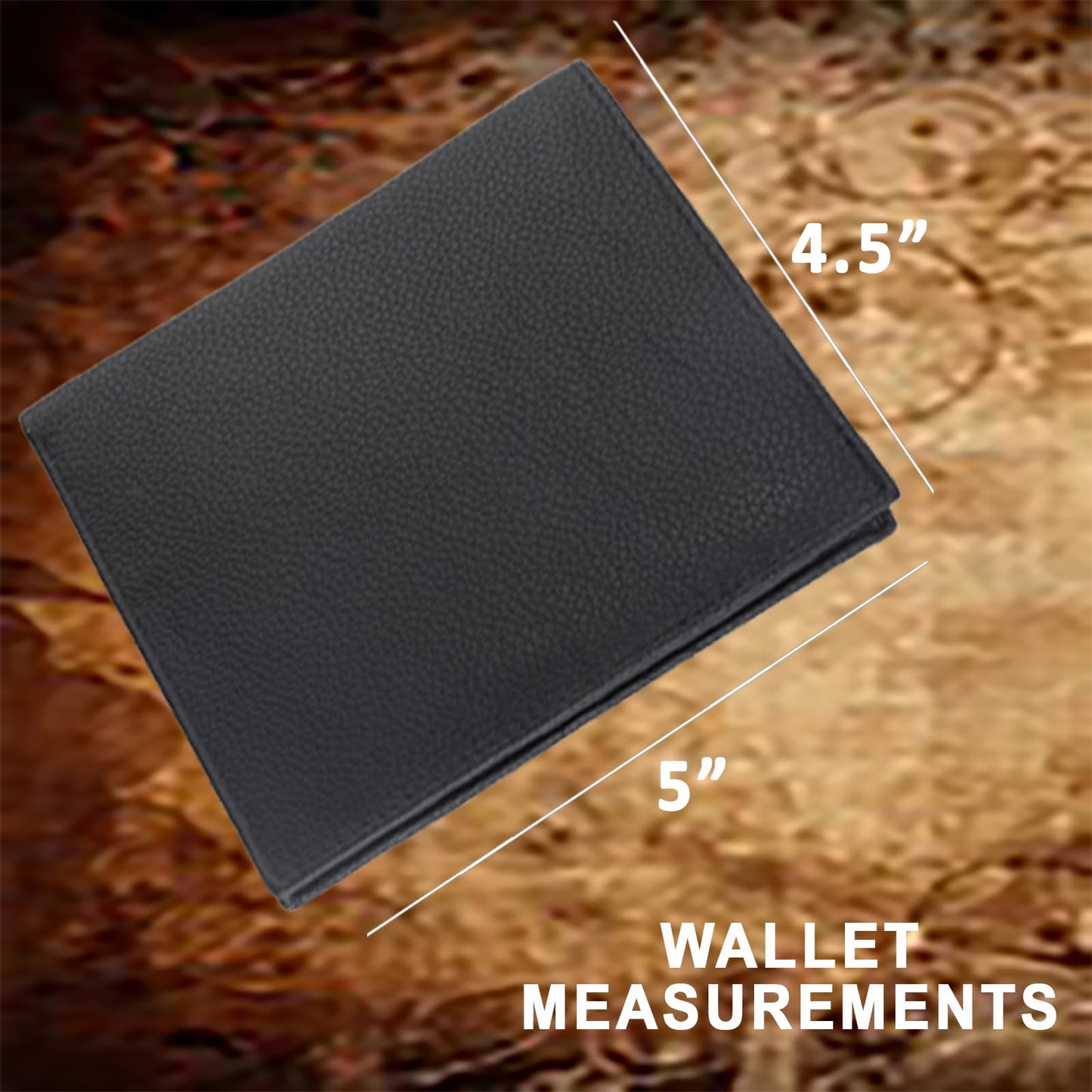 F&L CLASSIC Mens Chain Wallet Large Capacity | RFID Blocking | Buffalo vintage Leather | Bi-Fold Big Hipster | 186 black w/chain