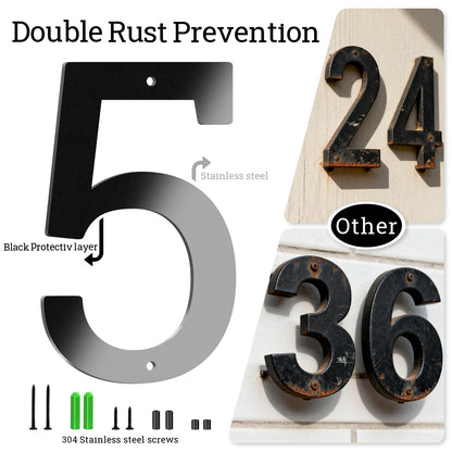 3" 4" 5" 6" 8" Stainless Steel Floating House Numbers, Metal House Numbers for Outside, Modern Address Number, Black Door Number for Mailbox, Garden, Yard, Apartment (4" 1)