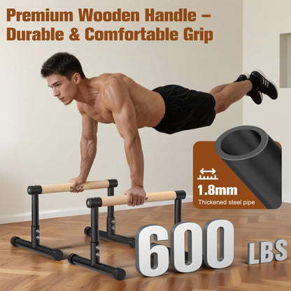 RELIFE REBUILD YOUR LIFE Push Up Bar,14in High Dip Station Functional Heavy Duty Dip Stands Fitness Workout Dip bar Station Stabilizer Parallette Push Up Stand (Black-04)