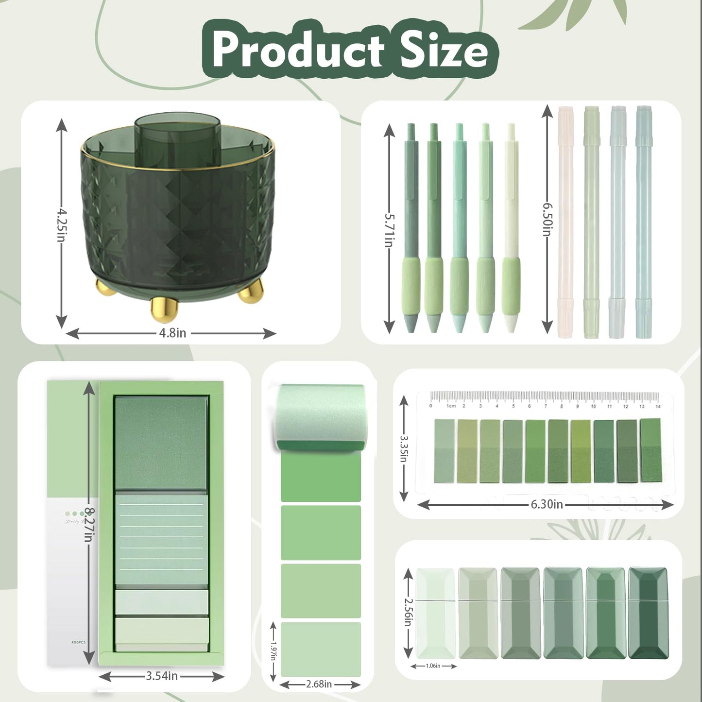sportsvoutdoors Green Desk Accessories, Sage Green Supplies, Office Stationery Set, Dark Green Pen Pencil Holder for Desk,Gifts for Office Clerks