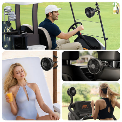 GUSGU Stroller Fan Clip on for Baby, Flexible Tripod & Rechargeable Battery, Small Personal Fan, Mini Portable Fan for Travel, Handheld, Car (Black)