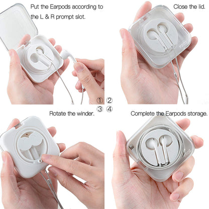 pzoz Earbuds Case Compatible for Apple iPhone/iPad/iPods EarPods, Earphones Cord Organizer Cover Wired Manager Holder Wrap Winder Mini Storage Carrying Cable Management (Earbuds)