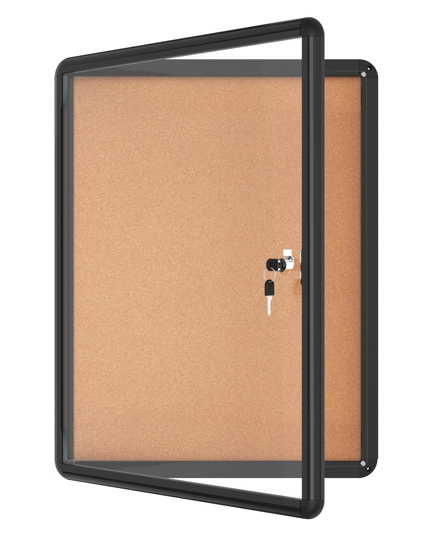 Mifuro 26"x20" Enclosed Bulletin Board, Lockable Weather-Resistant Aluminum Cork Noticeboard for School & Office, Black Frame w/Cork