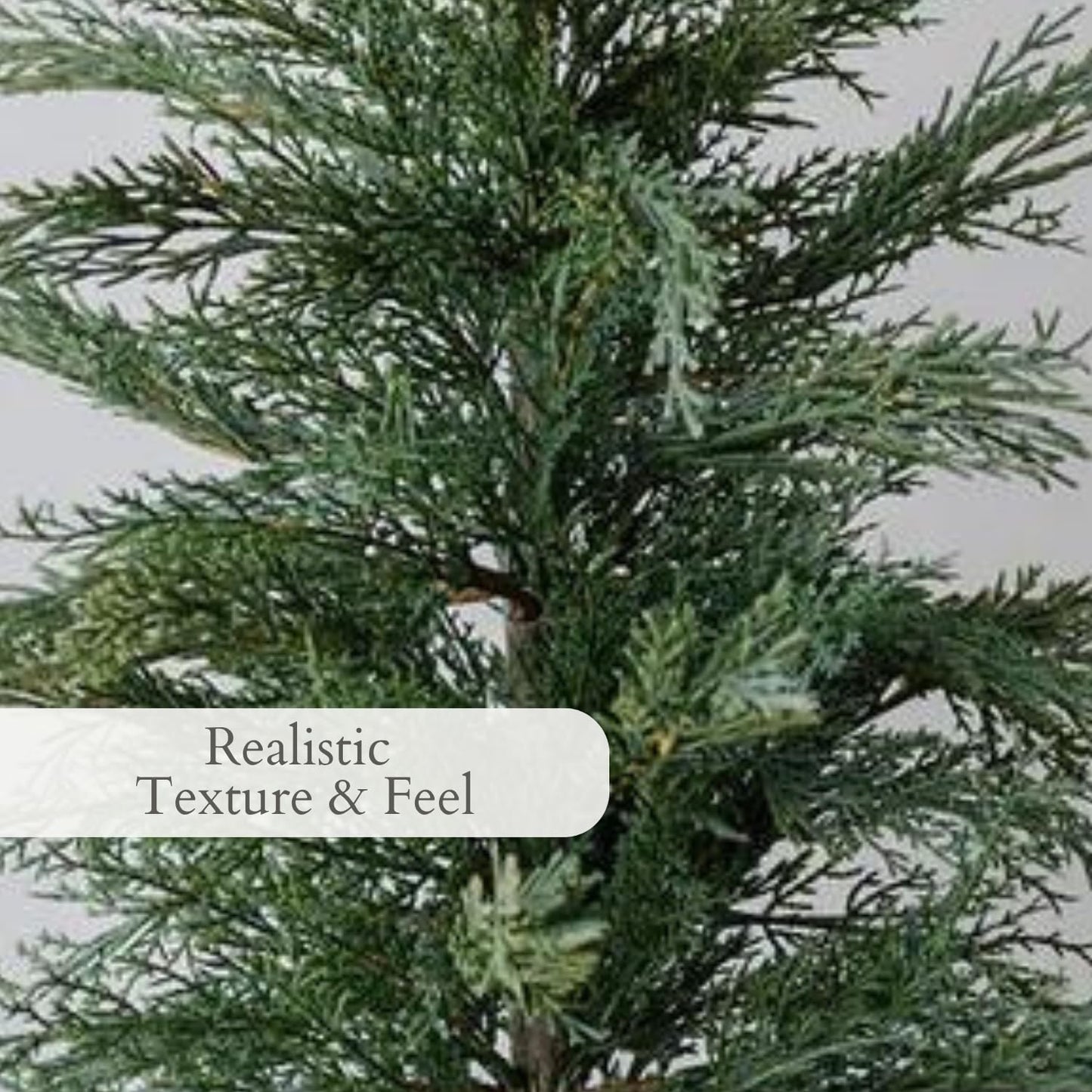 CG Hunter Holiday Collection, Set-of-2 Faux Evergreen Cedar Trees, Premium Artificial Indoor & Outdoor Cedar Tree Stands 24" Tall in Creme Pot–Perfect Christmas Decoration