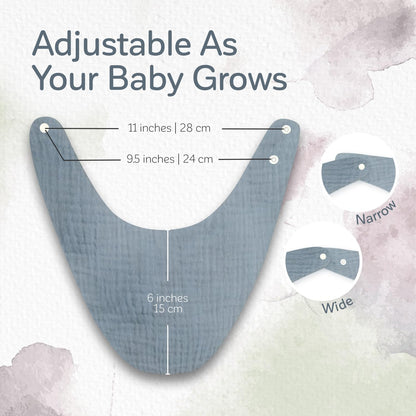 KiddyCare Organic Muslin Baby Bibs for Girls Boys 0-6 Months | Baby Bandana Bibs, Super Soft for Drooling and Teething, Muslin Bib, 4-Color Pack