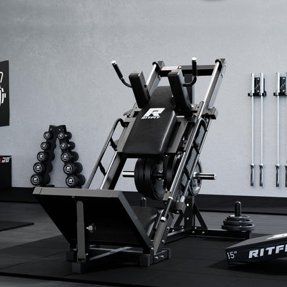 RitFit Leg Press Hack Squat Machine, Professional Adjustable Leg Press Machine for Home Gym with Linear Bearing, Full Lower Body Workout with Weight Storage (Black,with 35lb Rubber Weight Plates)