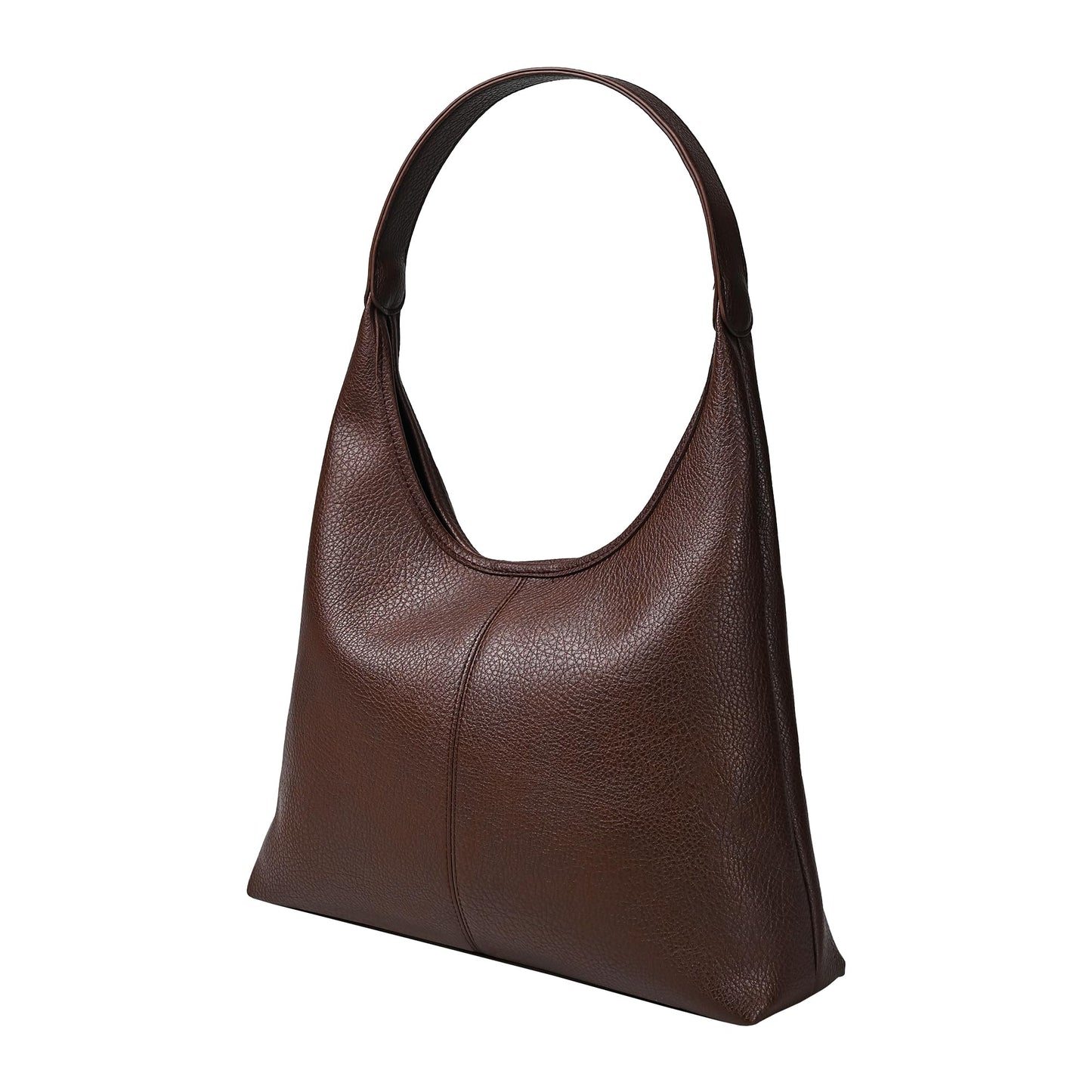 VESSALOIR Hobo Bags for Women, Slouchy Shoulder Bag for Women, Coffee Brown Handbag in Vegan Leather with Matching Zip Pouch, Magnetic Snap Closure, Built-In Key Leash