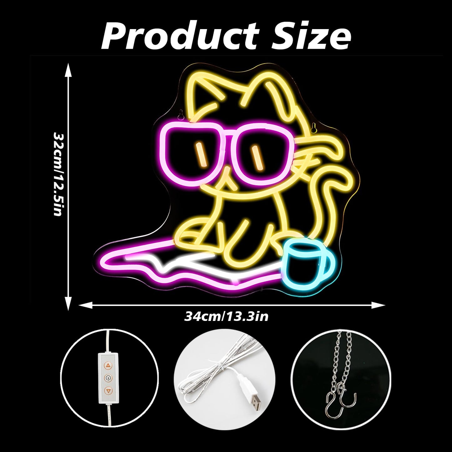 VVYXX Cat Reading Book Neon Sign Wall Decor Reading Cat Neon Light Bedroom Wall Decor Suitable for Classroom Book Party Library Decoration Reading Room Bookish Decor Gift